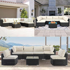 ClawsCover 14Pack Outdoor Patio Seat and Back Cushions Replacement Covers Fit for 7Pieces 6-Seater Wicker Rattan Sectional Couch Chair Furniture Set,Cream-Include Cover Only (Large)