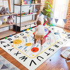 Soft ABC Kids Rug,59x39 in Washable Large Classroom Rug,Non-Slip Educational Nursery Rug,Solar System Kids Room Rug for Classroom Playroom Bedroom Kids Room Decor