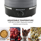 Elite Gourmet EFD319BNG Food Dehydrator, 5 BPA-Free 11.4" Trays, Black/Grey | Adjustable temperature controls - makes jerky, herbs, fruit & veggies into dried snacks - also great for mushrooms