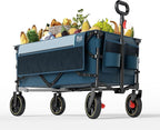 TIMBER RIDGE Collapsible Wagon Cart with Brakes, 200L Large Capacity Compact Portable Easy to Carry Folding Wagon, Utility Grocery Cart for Camping, Gardening, Shopping