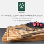 Teakhaus Carving Board with Juice Groove - Extra Large (XL) Teak Wood Cutting Board 24”L x 18”W x 1.5” Thick - Sustainably Harvested & FSC Certified - Knife Friendly with Beeswax Oil Finish