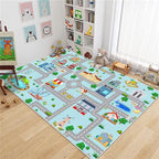 Kids Car Rug, 5' 3" x8' City Life Traffic Road Playmat for Toy Cars Trains, Non-Slip Race Track Carpet Educational Fun Area Rugs for Boy and Girl Bedroom Nursery
