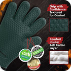 Kitchen perfection Silicone Smoker BBQ Gloves - Heat Resistant Oven Mitts | Waterproof, 5-Finger Design For A Better Grip, for Pitmasters, Meat Smoking, Grilling, Cooking, Frying Turkey | Grill Gift