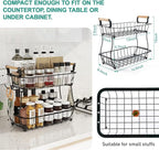 ANTOPY 2 Tier Fruit Basket with 2 Banana Hangers, Countertop Fruit Vegetable Basket Bowl for Kitchen Counter Metal Wire Fruits Storage Stand Holder Organizer for Bread Snack Veggies Produce