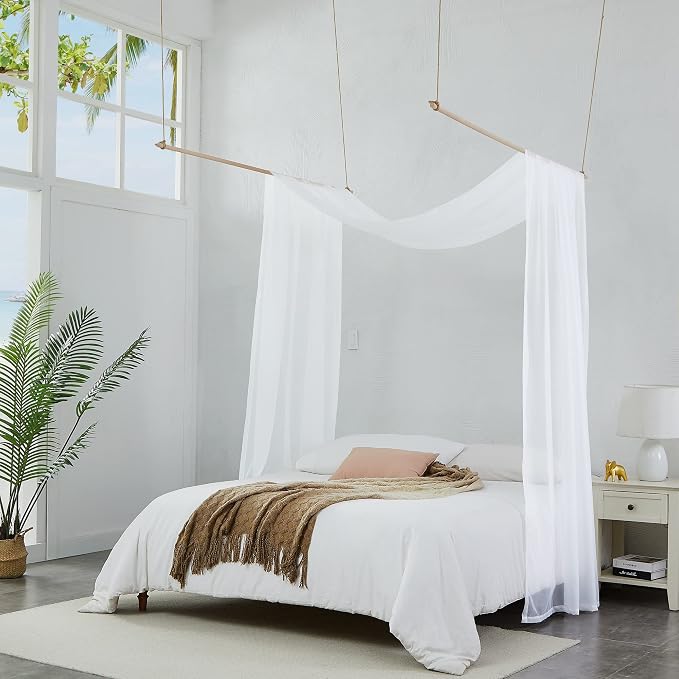 Warm Home Designs 55 x 900 White Sheer Window Scarf. AM White 900" | Extra Long Window Scarves Valances are Great As Wedding Arch Draping Fabric, Bed Canopy Or for Decorative Project.