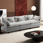 Ihanherry 111.4" L Shaped Modern Sofa Modular Sectional Cloud Couch with Ottoman, 4-Seat Chenille Deep Seat Sofa with Pillow for Living Room, Bedroom and Apartment, Beige