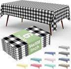 6 Packs Buffalo Disposable Table Cloth, 54 x 108 Inch Waterproof Plastic Tablecloth, Rectangle Black and White Checkered Table Covers for Picnic, Birthday, Party, Back to School