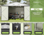 Greesum 10x10FT Outdoor Storage Shed, Utility Tool Shed Metal Storage Garden Shed with Door & Lock for Patio Storage, Gray