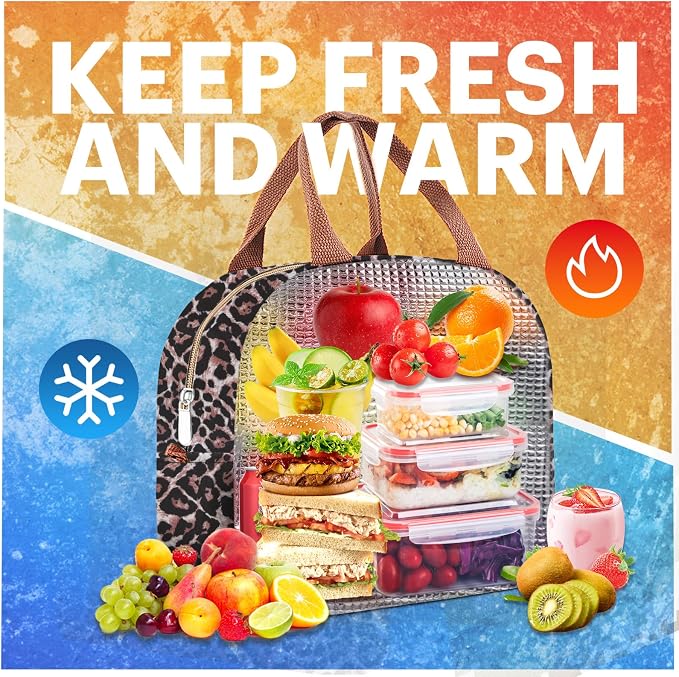 Lunch Bag for Women & Men Adult Insulated Lunch Box, Small Leakproof Cooler Food Lunch Containers Reusable High Capacity Lunch Tote Bags for Work, Travel, Outdoor (Black Panther)