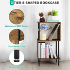 ETELI 3 Tier Short Bookshelf Narrow Standing Bookcase Shelf Small Bookshelf with Storage for Farmhouse, Living Room, Bedroom, and Home Office