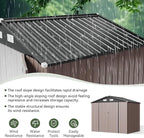 Aoxun 7x5 FT Outdoor Storage Shed Garden Metal Shed with Lockable Door Outdoor Large Shed for Tool, Garbage Can, Bike, Mower, Brown