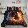 Axolotl Boxing Bedding Set Full,Sports Theme Comforter Set Boxing Gloves Pattern Bedding Set,Red Blue Cool Lightning Comforter Pugilism Games Bedding Set for Kids Boys Teens Men,1 Quilt 2 Pillowcases