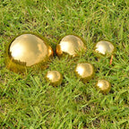 Nerien Gazing Ball, Stainless Steel Garden Mirror Globe, Polished Ornament Sphere, Hollow Floating Reflective Hemisphere, for Home Outdoor Pond Housewarming Swimming Pool Decoration, Gold, 6Pcs Mix