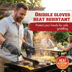 KITCHEN PERFECTION Silicone Griddle Grill Gloves Heat Resistant Oven Mitts | Waterproof, 5-Finger Design For A Better Grip, Best Griddle Grilling Accessories, Compatible with Blackstone, Weber & More