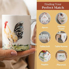 Maison d' Hermine Coffee Mug with Handles Tea Cups (12 Ounce, Pack of 1) | Fine Bone China Coffee Mugs for Hot Beverages Cappuccino Latte Home Restaurant Hotel Spring Summer -Campagne - Coq