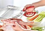 Heavy Duty Poultry Shears - Kitchen Scissors for Cutting Chicken, Poultry, Game, Meat - Chopping Vegetable - Spring Loaded - Red