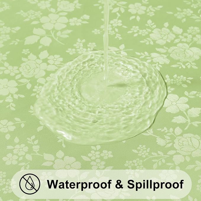 Smiry Rectangle Waterproof Heavy Duty Vinyl Tablecloths, 60 x 120 Inch | Wipeable Washable Floral Embossed Table Cover for Kitchen and Dining Room, Indoor & Outdoor Use, Sage Green