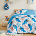 SLEEP ZONE Jersey Knit 3-Piece Full/Queen Size Comforter Set, Lightweight Kids Bedding Sets for All Seasons, Fluffy Soft, Easy Care (Sharks, Full/Queen)