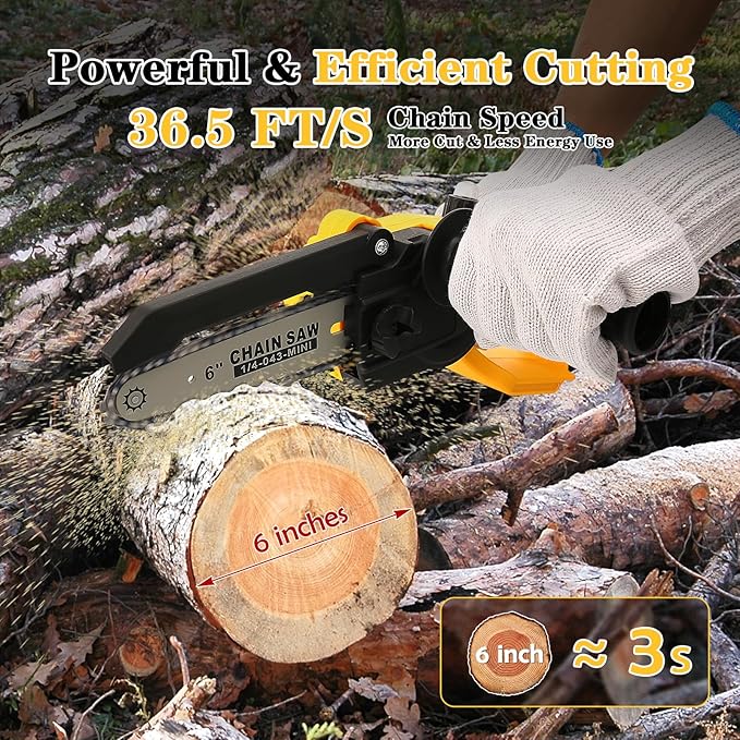 Mini Chainsaw for Dewalt 20V MAX Battery, Brushless 8 Inch & 6 Inch Handheld Pruning Chainsaws with Security Lock, Cordless Portable Chain saw for Tree Branches/Wood Cutting(Tool Only)