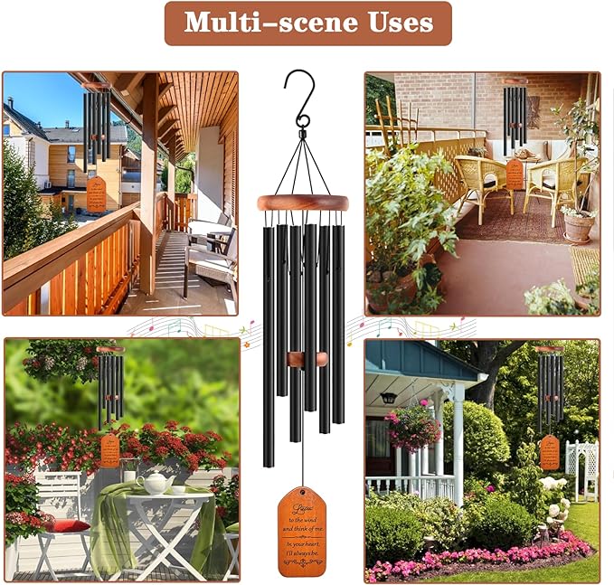 Sympathy Gift Baskets, 30" Wooden Memorial Wind Chimes for Loss of Loved One, Memorial/Bereavement/Condolence/Funeral Gifts, in Memory of a Loved One Mother Father