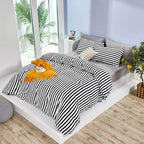 White and Black Striped Comforter Set Full/Queen Soft Durable Striated Bedding Set Ticking Quilts for Girls Boys Hotel Quality