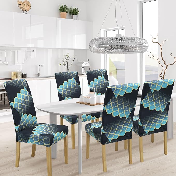 Dining Chair Covers, Stretch Seat Covers, Washable Furniture Protector | 4 Pack, Washable, Stretch Fit, Soft, Non Slip, Dining Chair Covers, Seat Protector, Furniture Cover,Easy Clean