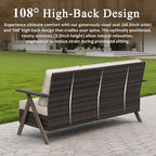 8 Pieces Patio Furniture Set,Outdoor Loveseat Sofa & High Back Swivel Rocker Patio Chairs, Wicker Conversation Set with Coffee Table and Side Table for Deck Yard and Poolside