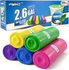 FORID Small Bathroom Trash Bags - 2.6 Gallon Colored Garbage 250 Bags 10 Liter Unscented Waste Can Liners Wastebasket Liner For Home Office (2-3 Gal) - Durable & Thick Trash Bag Multi Colored