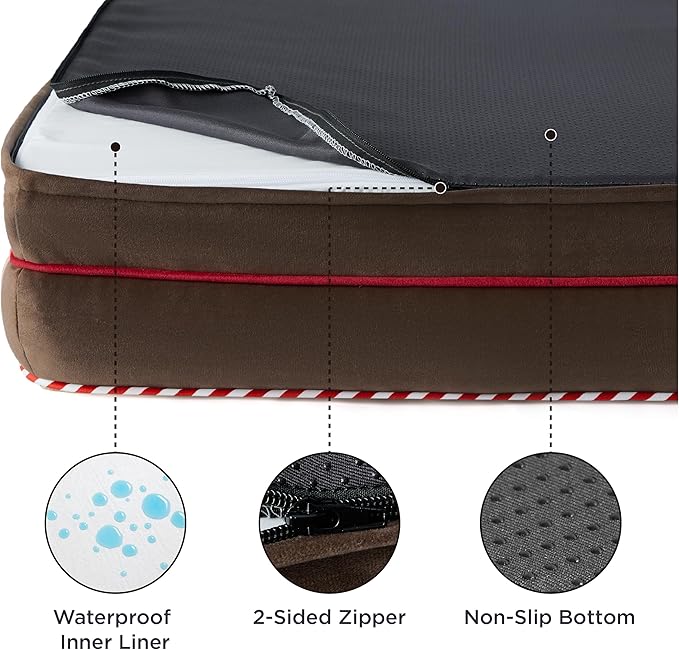 Bedsure Orthopedic Dog Bed for Medium Dogs - Waterproof Dog Sofa Beds Medium, Supportive Foam Pet Couch Bed with Removable Washable Cover, Waterproof Lining and Nonskid Bottom, Brown