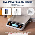 ATOGOU 66lb Food Scale, Commercial Kitchen Scale Plug-in Usable with Full View LCD Display, Stainless Steel, for Baking, Bread, Cooking, Meat, Vegetables, Farm, Industry LC200 Silver