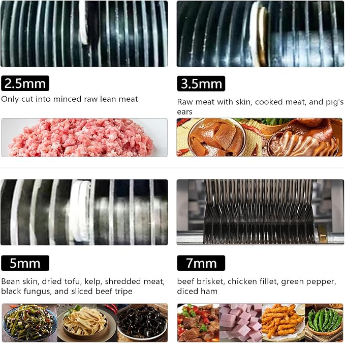 Meat Cutter Machine, 850W Electric Meat Slicer Shredded Cutting Machine, 5mm Commercial Stainless Steel Blade Shredder, 330lbs/h for Boneless Pork Chicken Fish Vegetables (5mm)