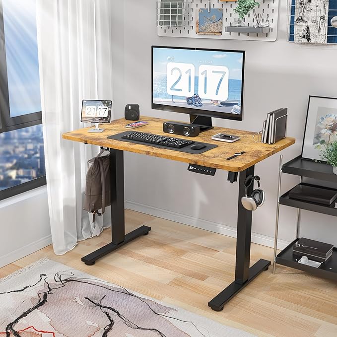 Electric Standing Desk Height Adjustable - 40 x 24 Inches Sit Stand up Desk & Memory Preset Ergonomic Rising Desks for Work, Home Office Workstation Gaming Rising Desk Study Table