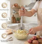 Meat Masher Stainless Steel, Heavy Duty Ground Beef Masher, 6-Blademeat Meat Chopper Potato Masher Hamburger Smasher, Dishwasher Safe (L, Stainless Steel)