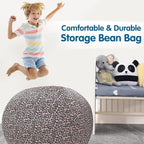 Lukeight Stuffed Animal Storage Bean Bag Chair Cover for Kids, Zipper Beanbag Chair Cover for Organizing Toddler & Kids' Rooms Plush Toys (Leopard Velvet, X-Large)