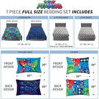 Franco Kids Bedding Super Soft Comforter and Sheet Set with Sham, 7 Piece Full Size, PJ Masks