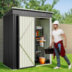 Gizoon 5 'x 3'Outdoor Storage Shed with Singe Lockable Door,Galvanized Metal Shed with Air Vent Suitable for The Garden,Tiny House Storage Sheds Outdoor for Backyard Patio Lawn-Dark Gray