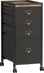 Vertical Mobile Filing Cabinet Fits A4 or Letter Size, Rustic Black