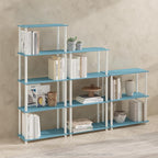 Furinno Turn-N-Tube 5-Tier Multipurpose Compact Display Rack, Shelving Unit, Bookcase, Light Blue/White