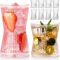 JOVGANK Drinking Glasses Set of 8 – Lead-Free Crystal Glassware, 4 Tall 10oz & 4 Short 8.5oz Vintage Ribbed Tumbler Glasses, Dishwasher Safe, for Juice Beer Cocktails, Great Housewarming Gift, Set B