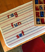 Kids Rug Montessori Mat Children Playing Mat for Nursery Cotton Montessori Working Rug Suitable for Uppercase Letters, 23.6''×31.5'', Stripes
