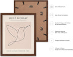 Poster Master Vintage Poster - Retro One Line Hummingbird Drawing Print - Bird Line Art - Minimal Gift for Him, Her, Animal Lover - Abstract Decor for Home, Office, 11x14 Brown Framed