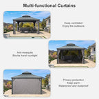 PURPLE LEAF 13' X 13' Gazebo with Light Galvanized Steel Hardtop Roof Patio Gazebo for Outdoor Lawn and Garden Permanent Pavilion Grey