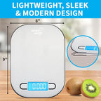 Smart Weigh Stainless Steel Digital Kitchen Scale for Cooking, Weight Loss, Calorie Tracking, Baking, Food Portion Control, and Meal Prep - Accurate Measurements in Grams and Ounces