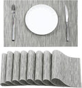 Leetaltree Silver Placemats Set of 8 - Heat Resistant Non-Slip Place mats for Dining Table, Washable Durable PVC Vinyl Woven Table Mats（Silver, 8）