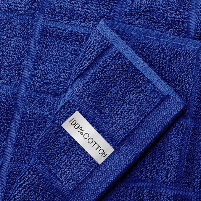 Oven Mitts Pot Holders Sets/Kitchen Towels and Dishcloths, Oven Gloves Kitchen Dish Towels 500 Degree Heat Resistant Potholders with Non-Slip Silicone Surface for Cooking, Grilling, Baking-Royal Blue