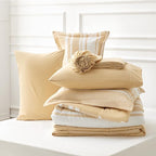 Bedsure Bed in a Bag Twin Size 5-Piece Yellow White Striped Bedding Comforter Sets All Season Bed Set with 1 Pillow Sham, Flat Sheet, Fitted Sheet and 1 Pillowcase