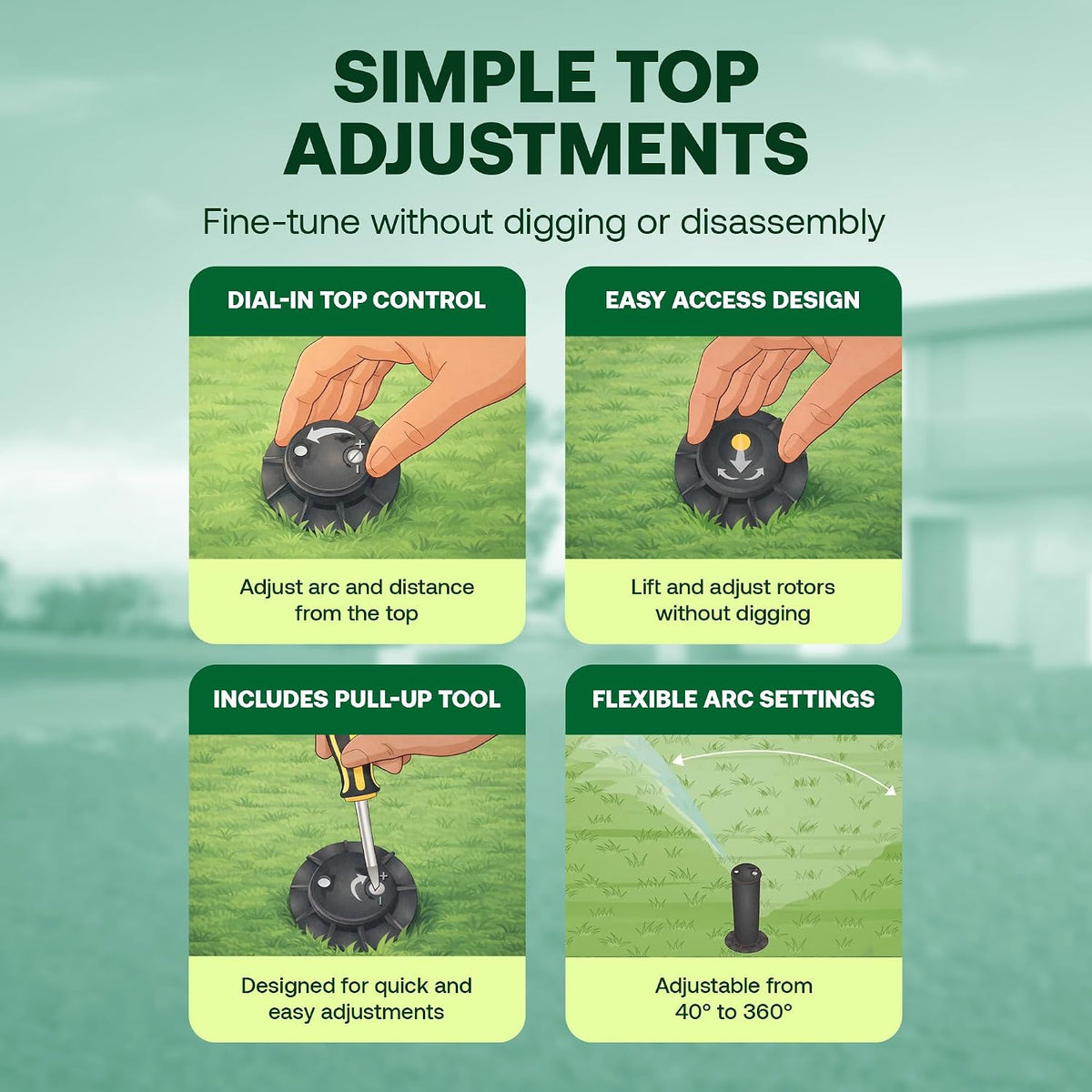 Rain Bird 5000 Rotor with Nozzle Tree 20 Pack + Rotor Screwdriver Tool | 5000RCTREE) + (CPRTOOL) 3/4 inch Inlet for Water Efficient 4 inch Pop Up, Adjustable 40 - 360 Degree Arc & 25 - 50 ft Radius