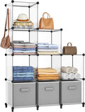 HOMIDEC Closet Organizers and Storage, 9 Cube Storage Organizer, Portable Closet Organizer Storage Cubes Shelves for Clothes, Bedroom, Wardrobe, Kids Room, Bathroom, Transparent | Portable Closet Organizer, Storage Cubes Shelves, for Bedroom, Kids Room...
