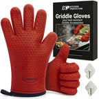 KITCHEN PERFECTION XL Silicone Griddle Gloves - Heat Resistant Oven Mitts | Waterproof, 5-Finger Design For A Better Grip, Best Griddle Grilling Accessories, Compatible with Blackstone, Weber & More