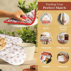 Maison d' Hermine Pot Holders 100% Cotton Potholders (8" x 8", Pack of 1) | Heat Resistant Hot Pads with Loop BBQ Cooking Baking Hotel Kitchen Handling Hot Pans Thanksgiving Christmas - Bagatelle